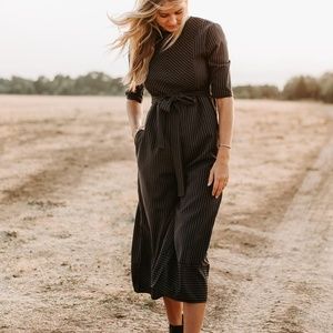 Piper & Scoot Victoria Tie Jumpsuit in Slate